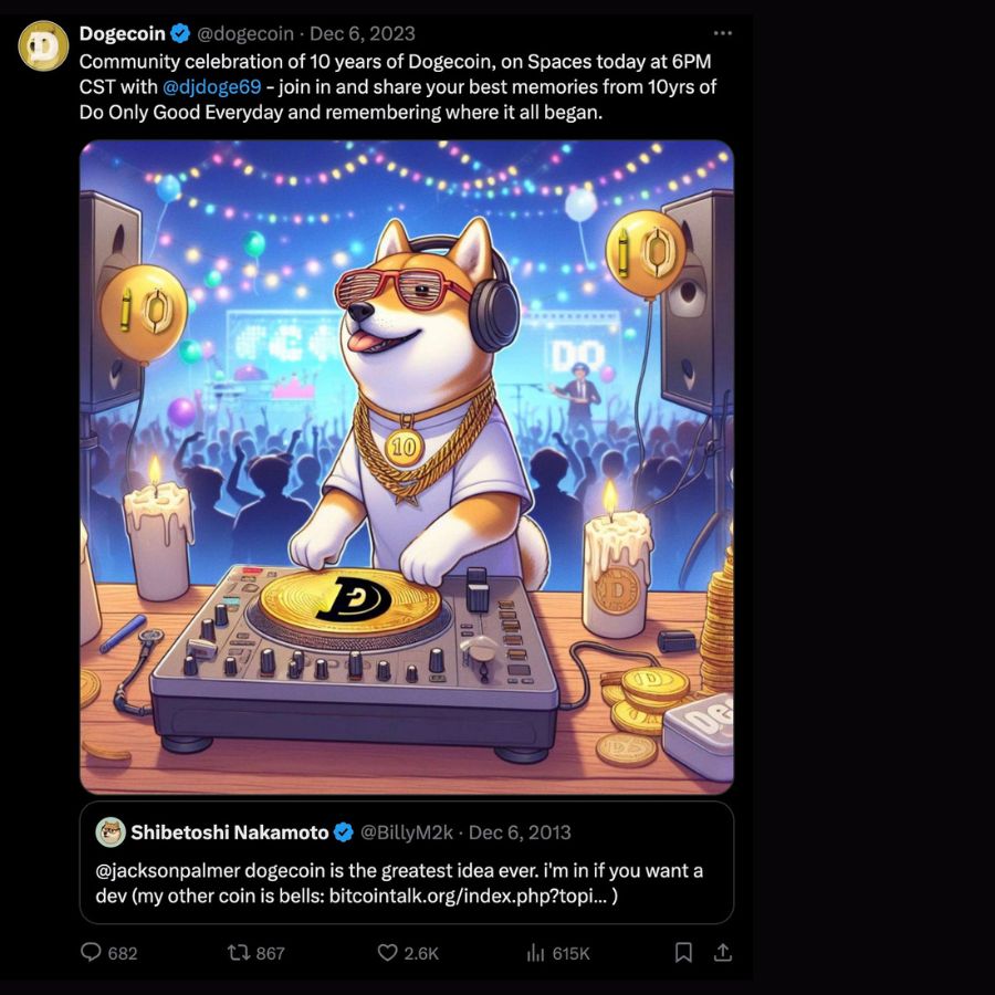 A image showing a post about Doge Coin on X